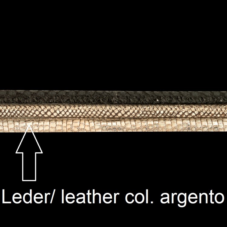 String, Leather, D 3mm, L 100 cm, col. argento