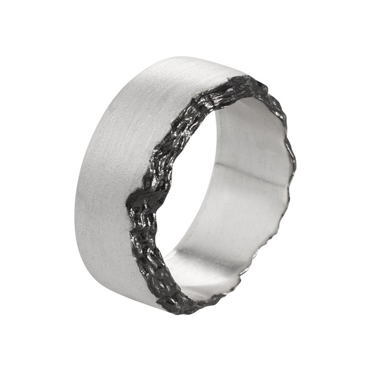 Ring TANUJ034, Silber satin/ schwarz