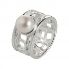 Ring CLARA, Silber mit Perle Gr.60
