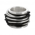 Ring TANUJ002, silver leather nero, size 58