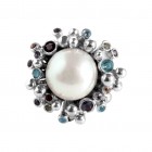 Ring ANO, siver 925°°° , pearl, blue topaz